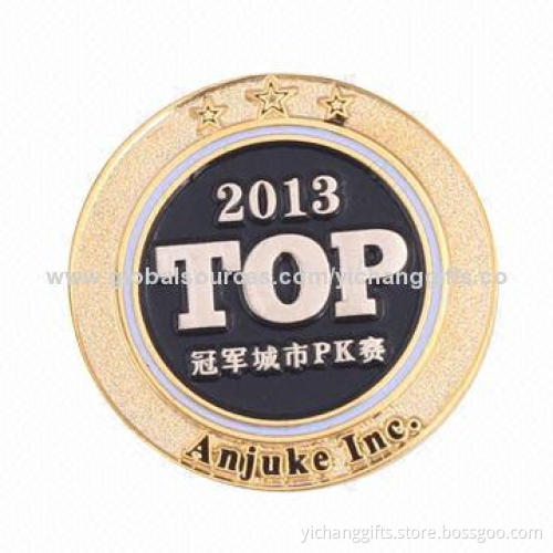 Competition lapel pin, soft enamel color, with gold plated, customized logos are welcome